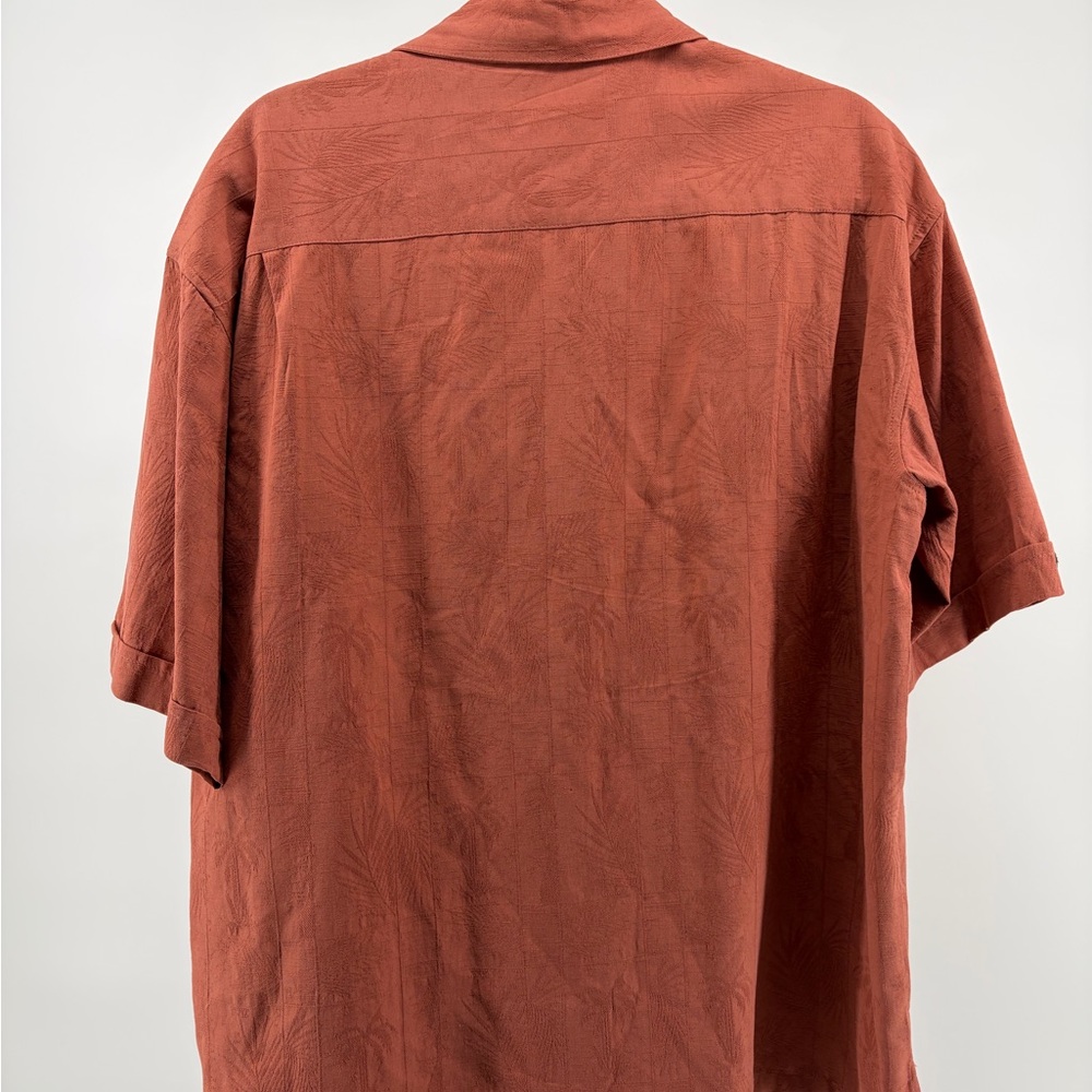 Cellinni Men's Shirt Burnt Orange Button Up Short Sleeve 100% Silk Size Medium - Picture 2 of 6